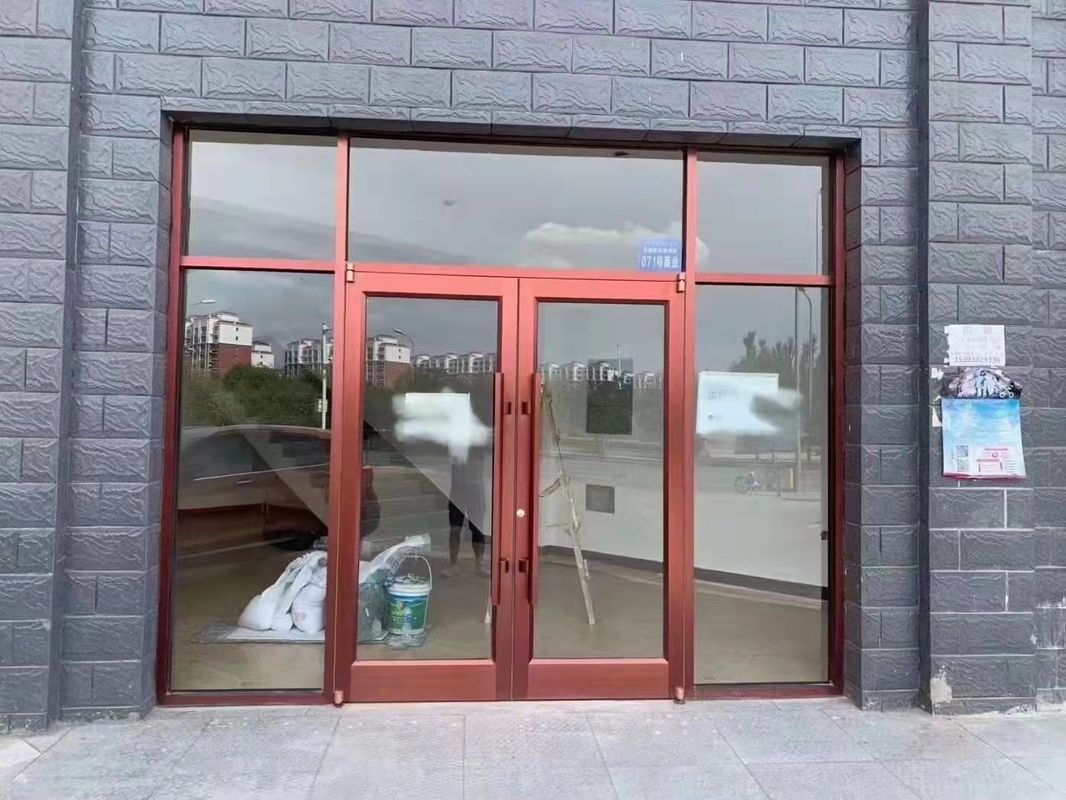 Porte d'entrée commerciale Kfc Boutique Porte d'entrée en aluminium alliage métal profilé en verre