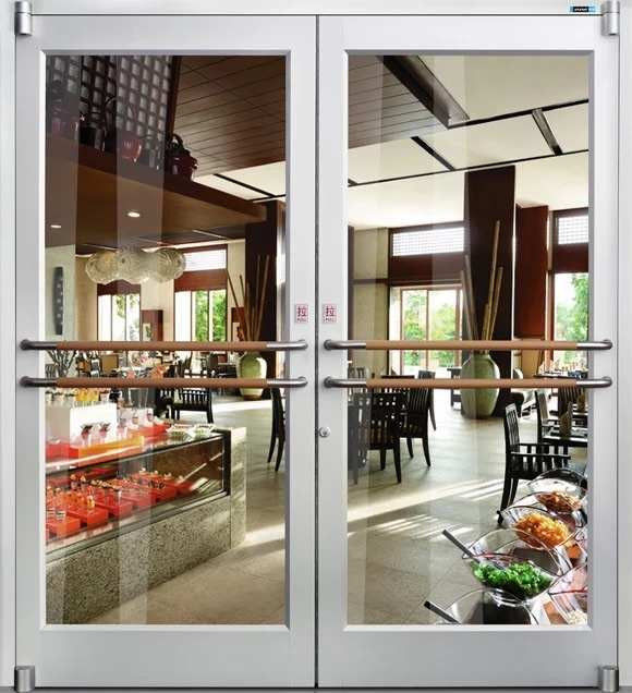 Fabrique en gros bâtiment magasin extérieur porte d'entrée porte d'entrée Kfc porte d'entrée porte commerciale en alliage d'aluminium avec automatique